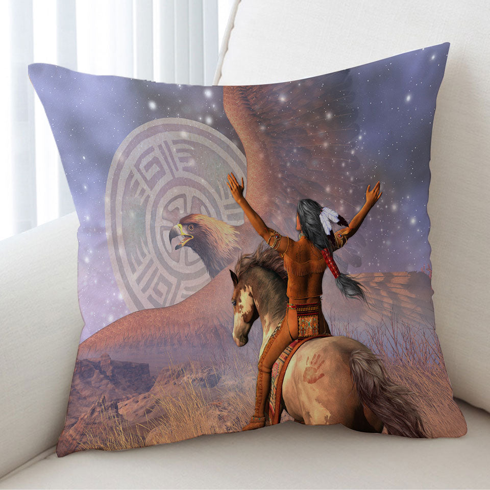 Native American Decorative Cushions Brave the Eagle Warrior