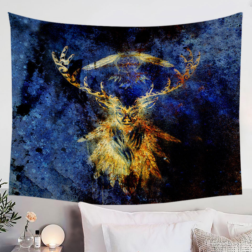 Native American Dream Catcher and Deer Wall Decor Tapestry