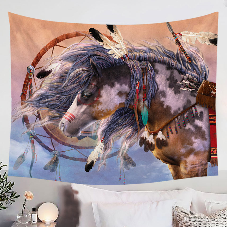 Native-American-Dream-Catcher-and-Horse-Tapestry-Wall-Hanging