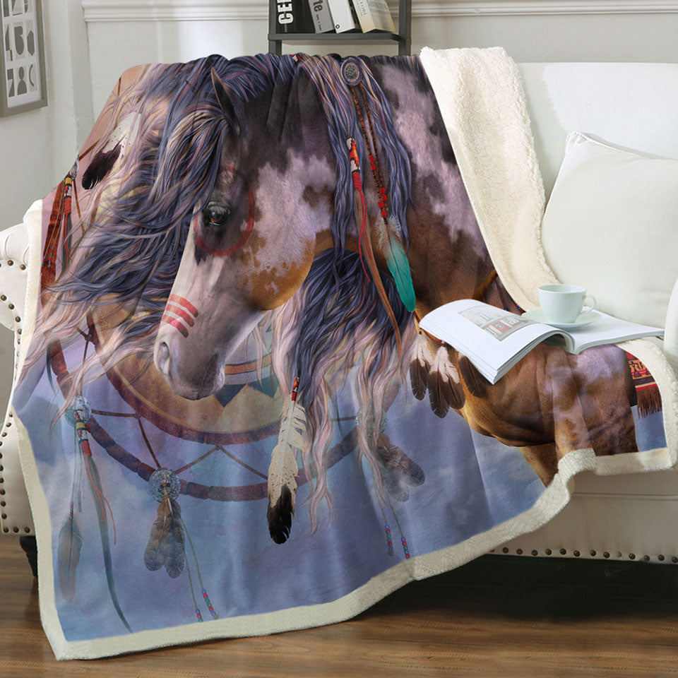 products/Native-American-Dream-Catcher-and-Horse-Throw-Blankets