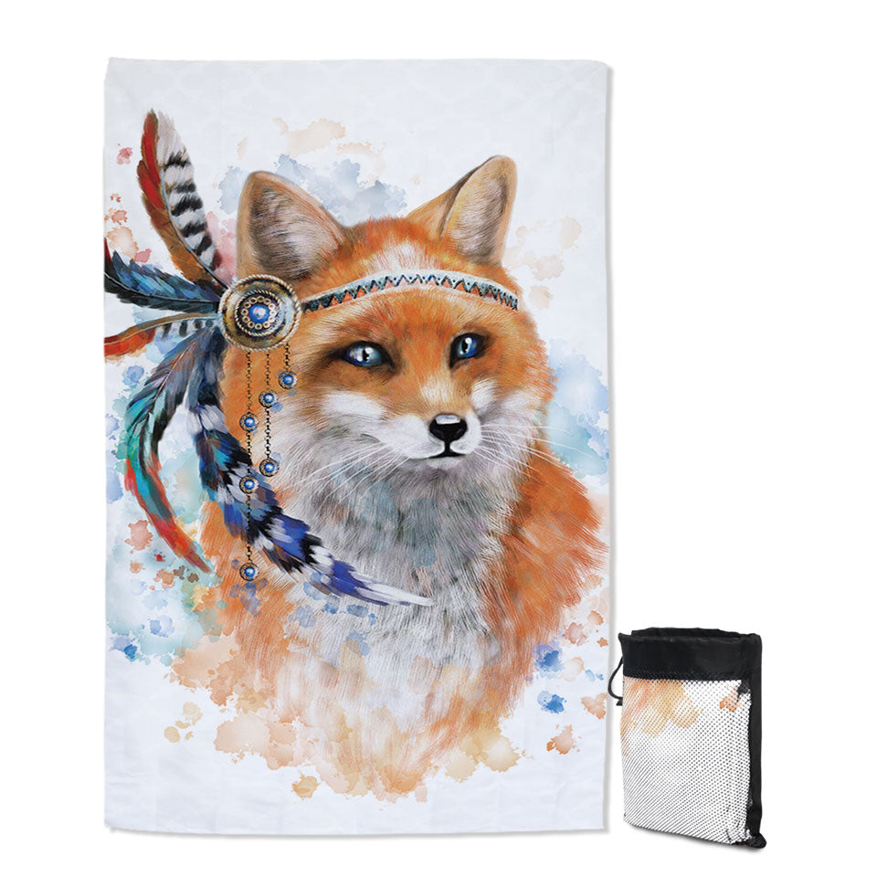 Native American Fox Boys Beach Towels