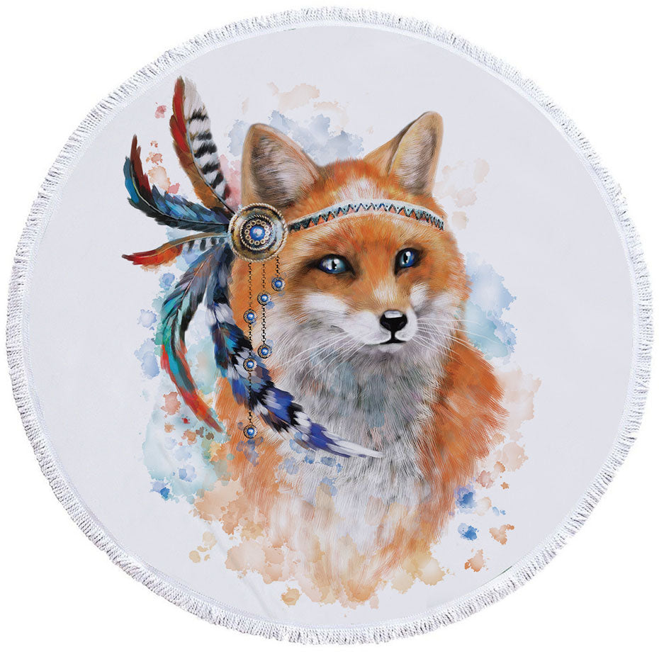 Native American Fox Cool Beach Towels