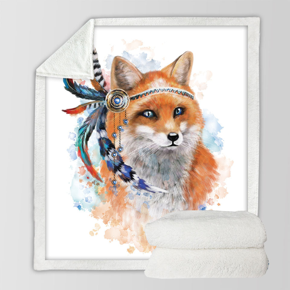 Native American Fox Sherpa Blanket