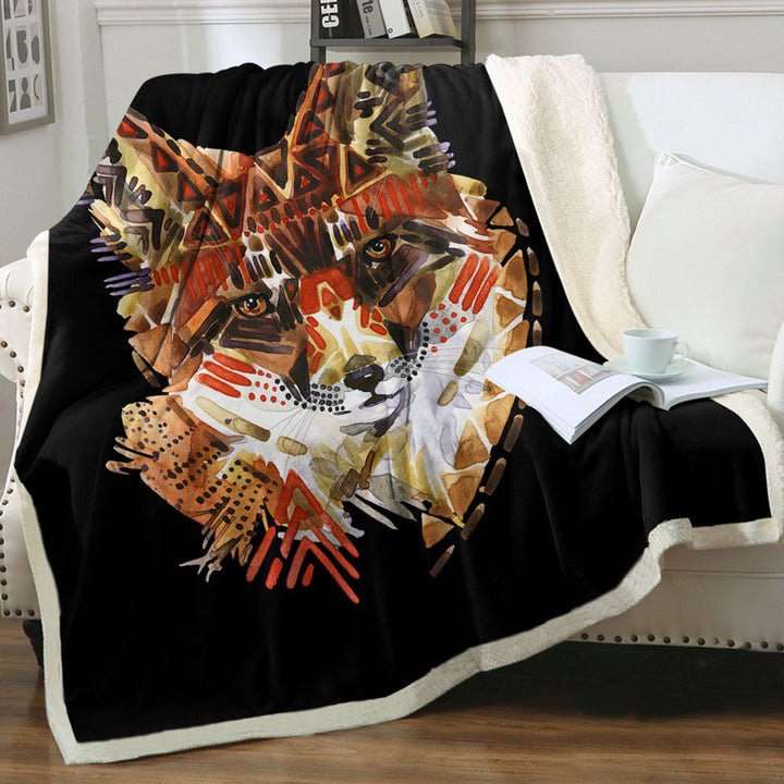 Native American Fox Throw Blanket