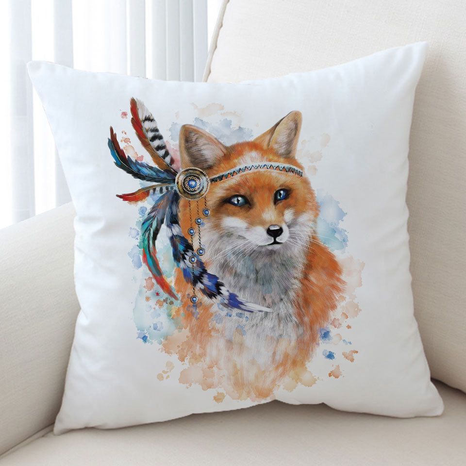 Native American Fox Throw Pillow