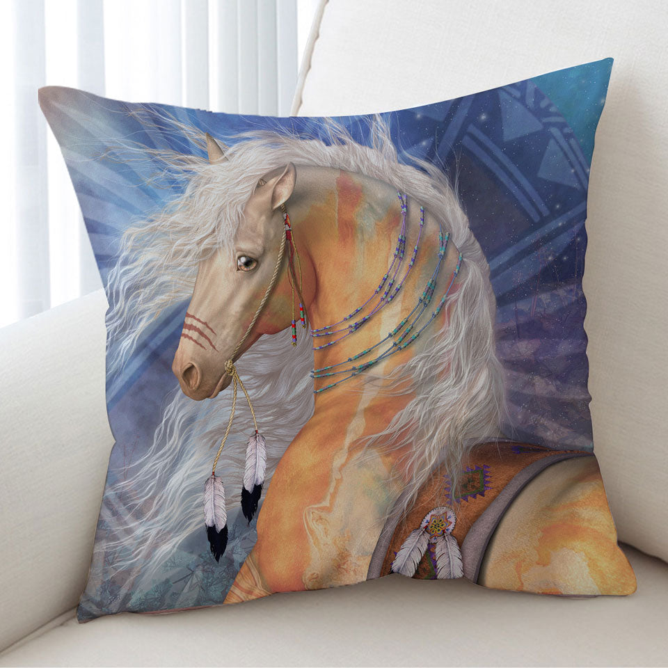 Native American Golden Horse Cushion