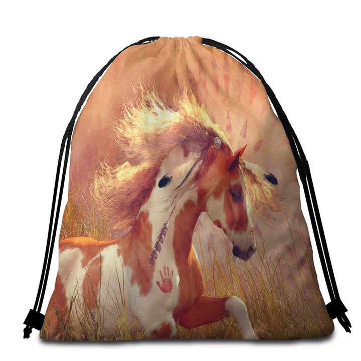Native American Horse Beach Bags and Towels