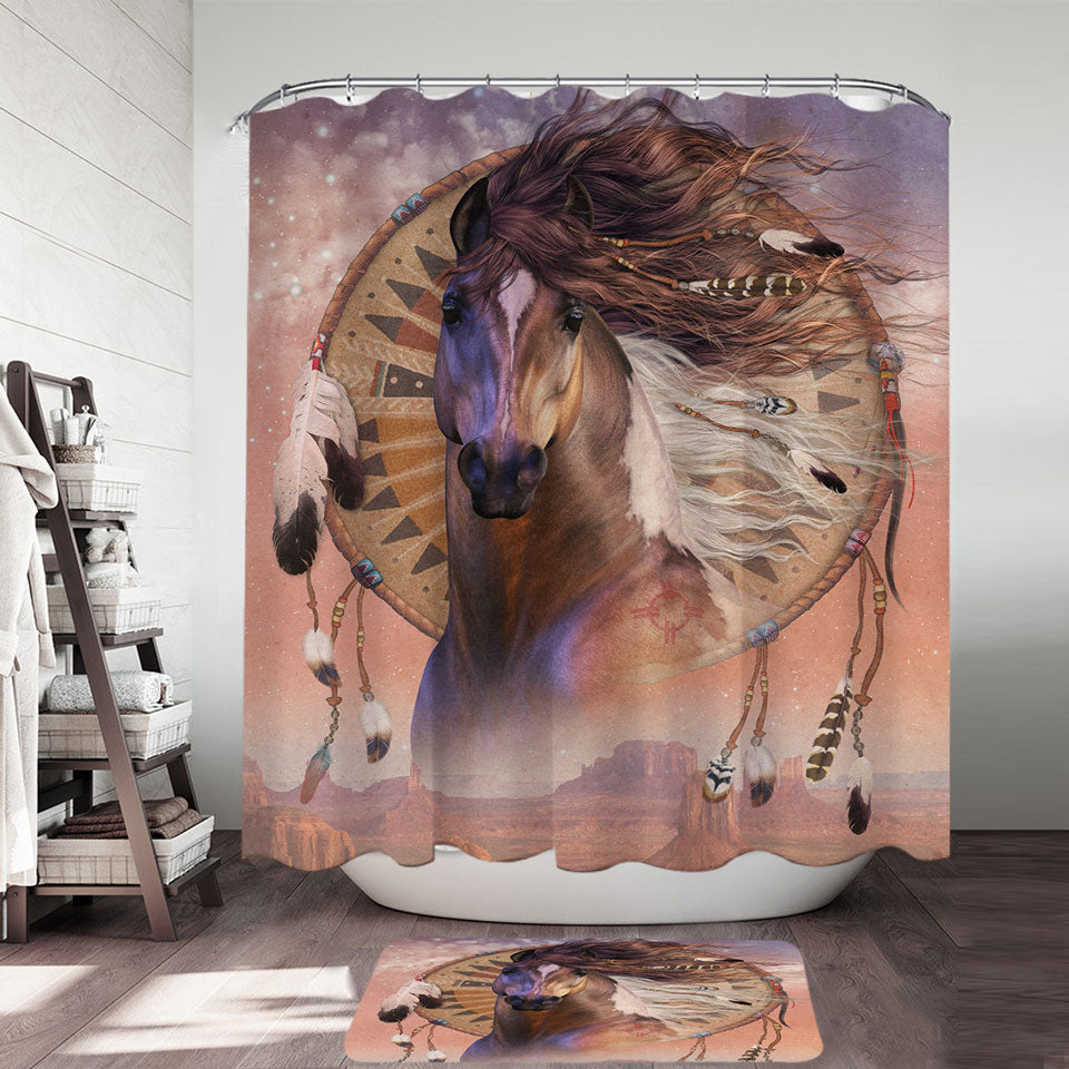 Native American Horse Spirit and Dream Catcher Shower Curtains