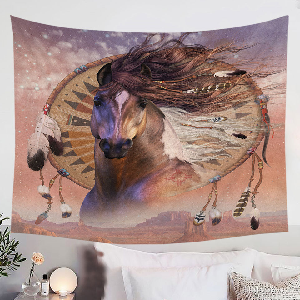 Native-American-Horse-Spirit-and-Dream-Catcher-Wall-Decor