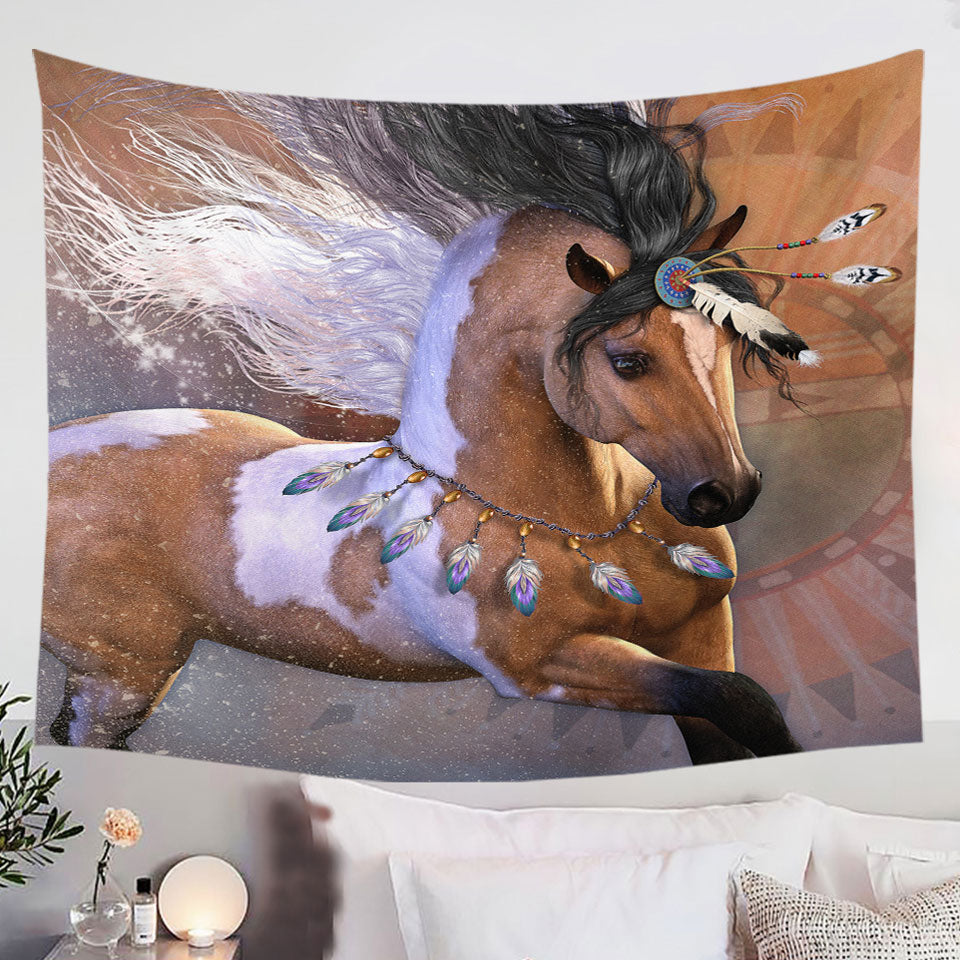 Native-American-Horse-Tapestry-the-Golden-Feather