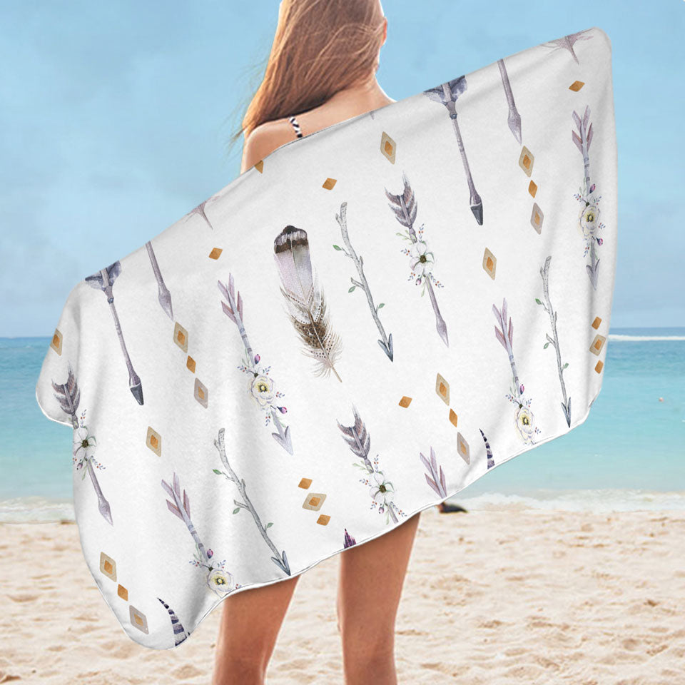 Native American Microfibre Beach Towels Feathers and Arrows