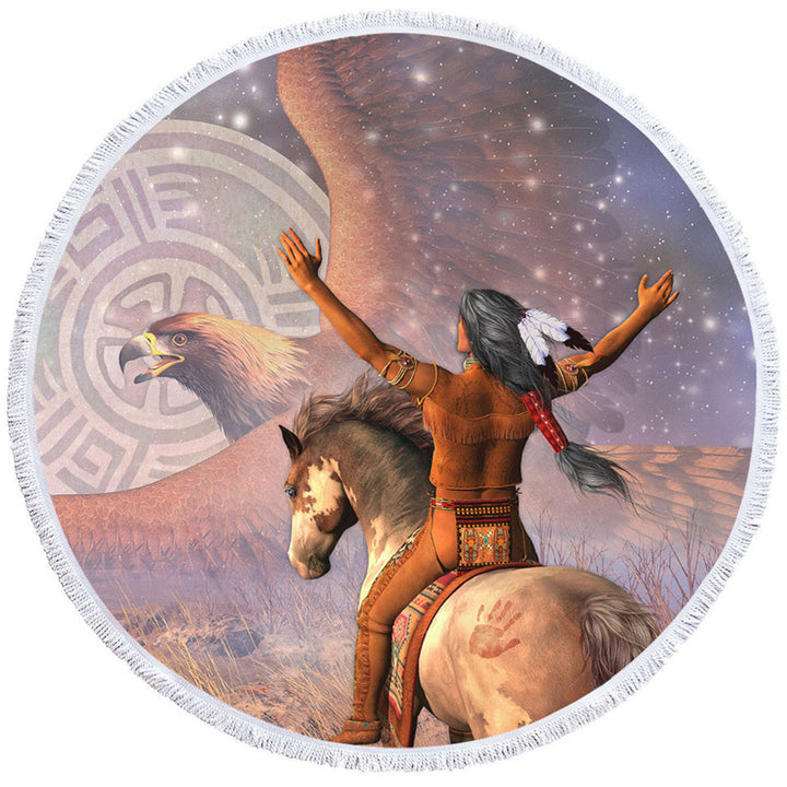 Native American Nice Beach Towels Brave the Eagle Warrior