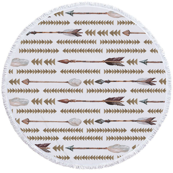 Native American Round Beach Towel Arrows Design