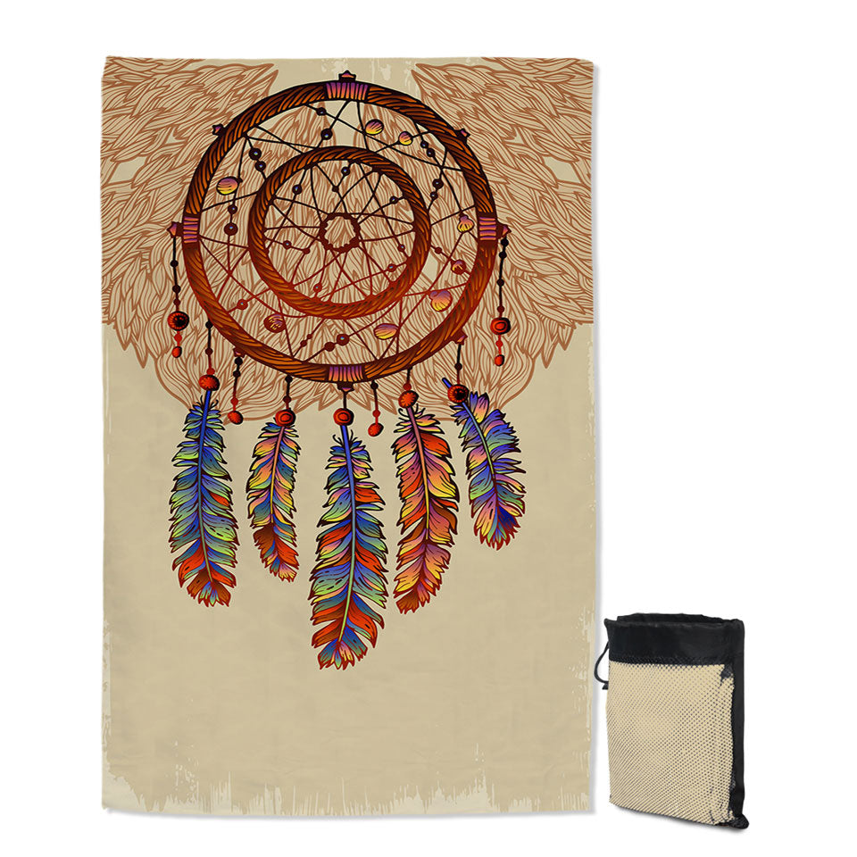 Native American Travel Beach Towel with Dream Catcher