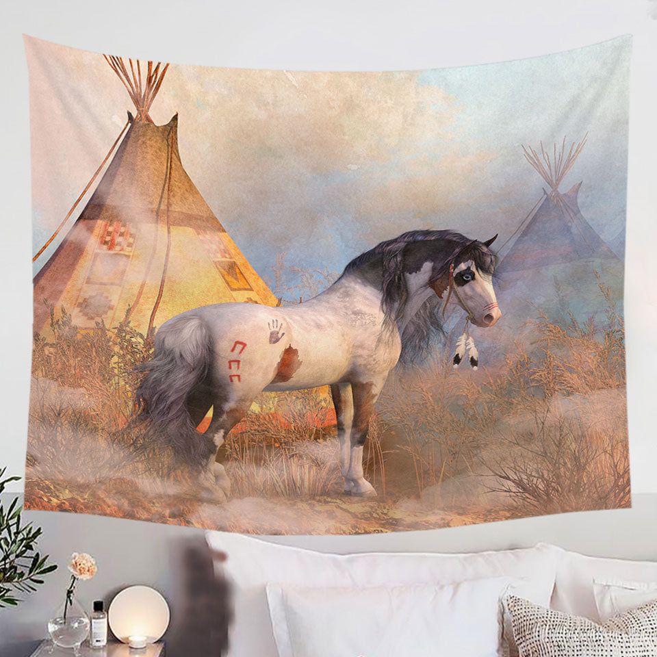 Native-American-Wall-Decor-Tapestries-Art-Dawn-Warrior-Horse