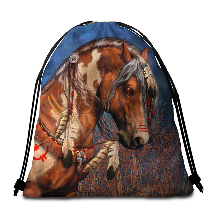 Native American War Pony Beach Bags and Towels