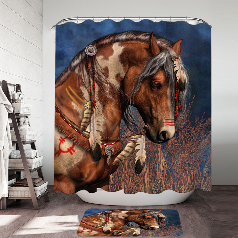 Native American War Pony Shower Curtain