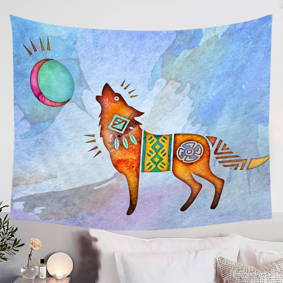 Native-American-Wild-Animal-Art-Painted-Wolf-Tapestry-Wall-Art-Prints