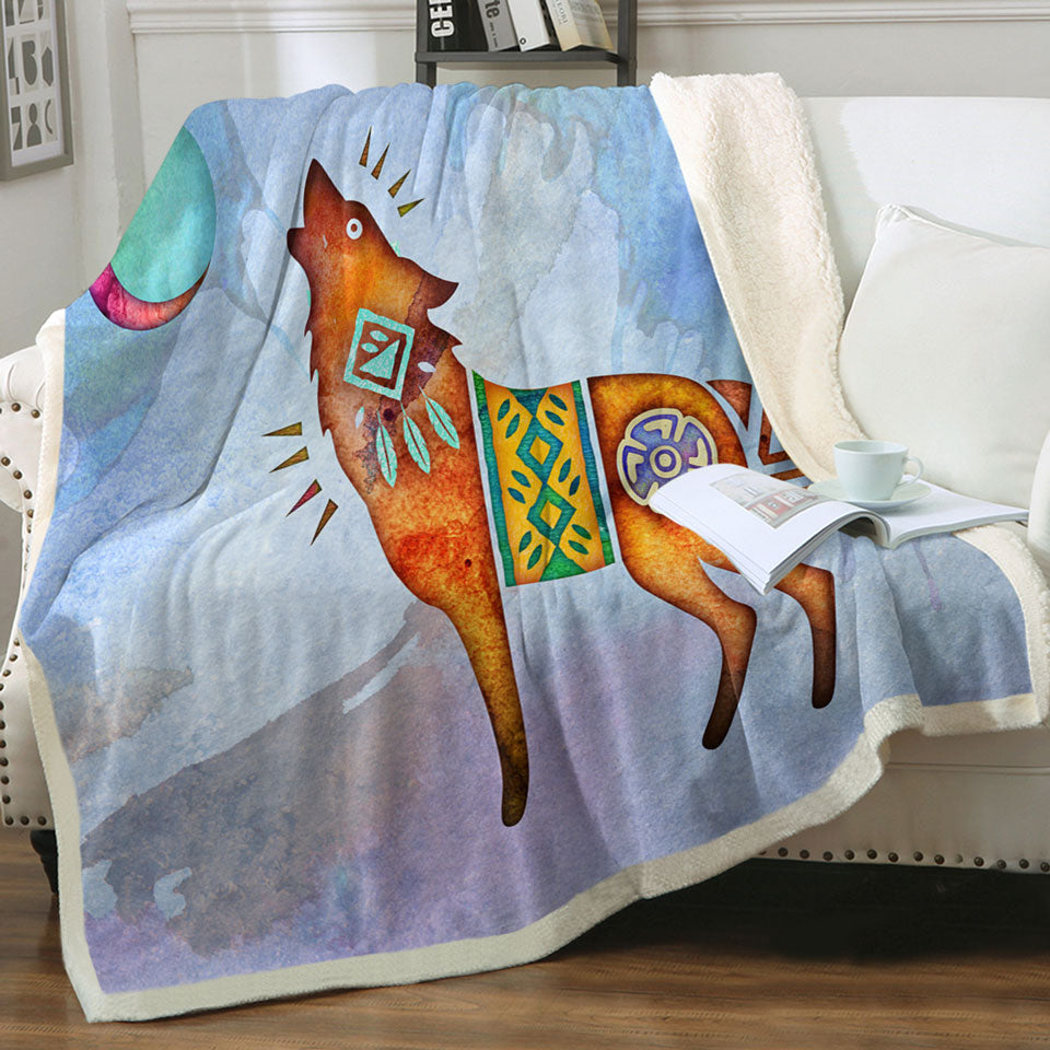products/Native-American-Wild-Animal-Art-Painted-Wolf-Throws