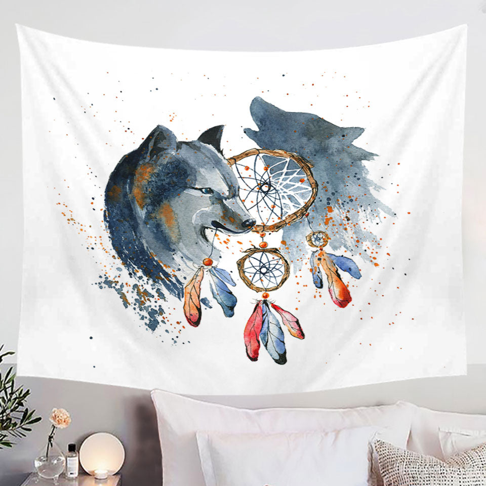 Native American Wolf Painting Art Wall Decor