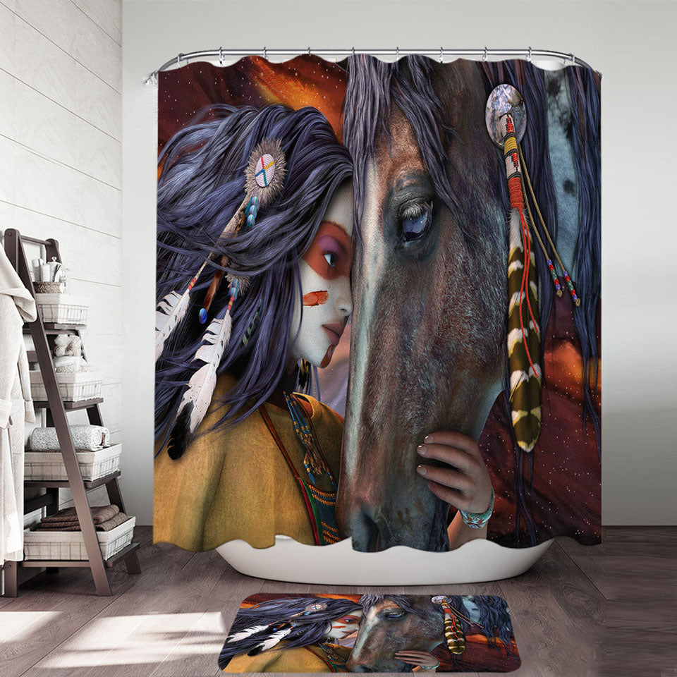 Native American Woman Shower Curtain