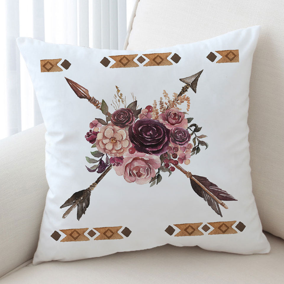 Native Decorative Pillows Purplish Flowers and Arrows