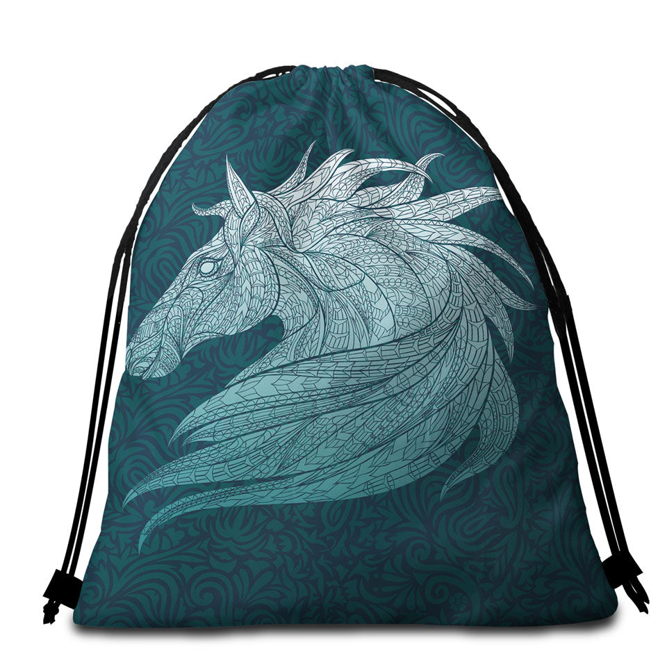 Native Elements Blue Horse Head Beach Towel Bags