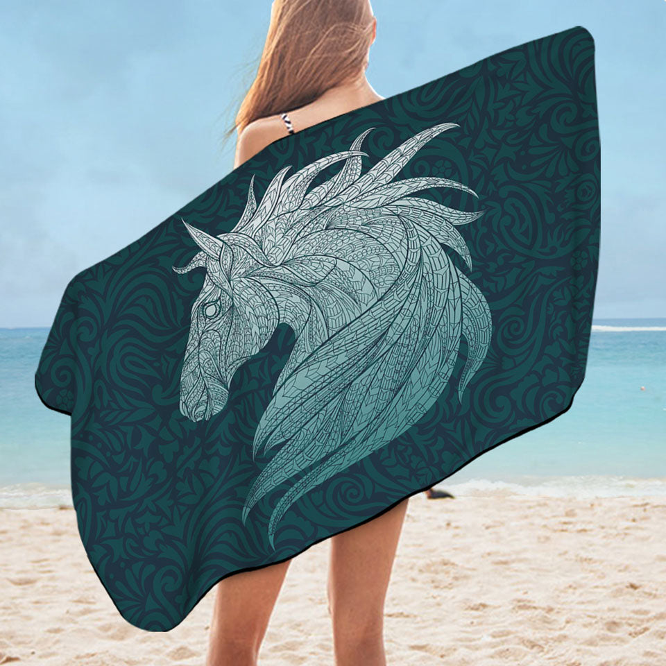 Native Elements Blue Horse Head Unique Beach Towels