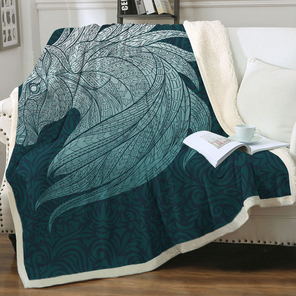 Native Elements Blue Horse Head Unique Throws