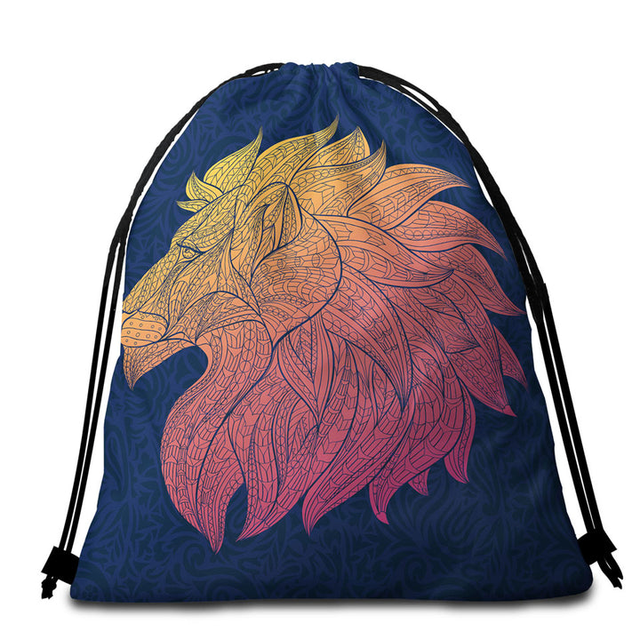 Native Elements Yellow to Red Lion Head Beach Towel Bags