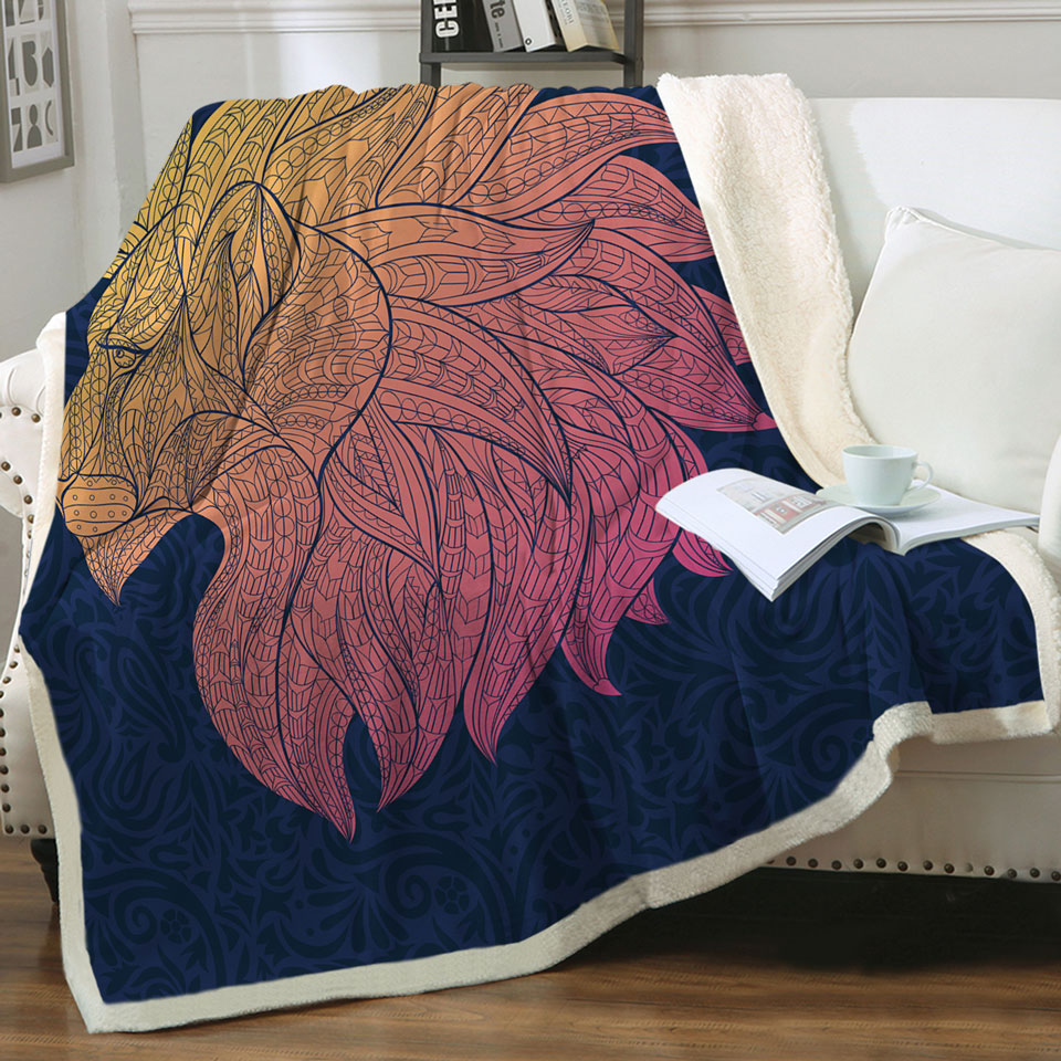 Native Elements Yellow to Red Lion Head Sofa Blankets