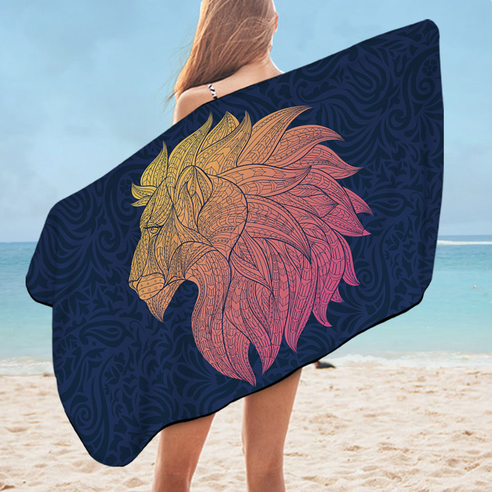 Native Elements Yellow to Red Lion Head Unique Beach Towels