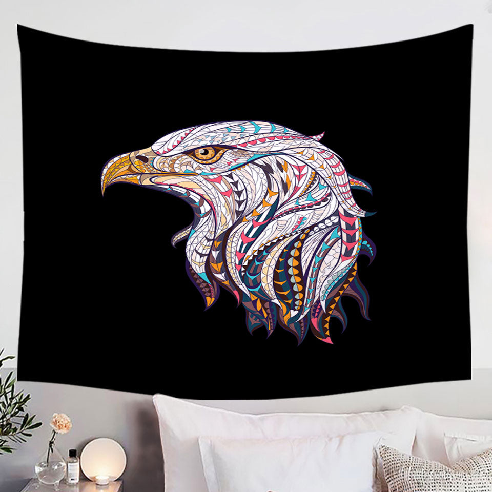 Native Hanging Fabric On Wall Design Bald Eagle Head