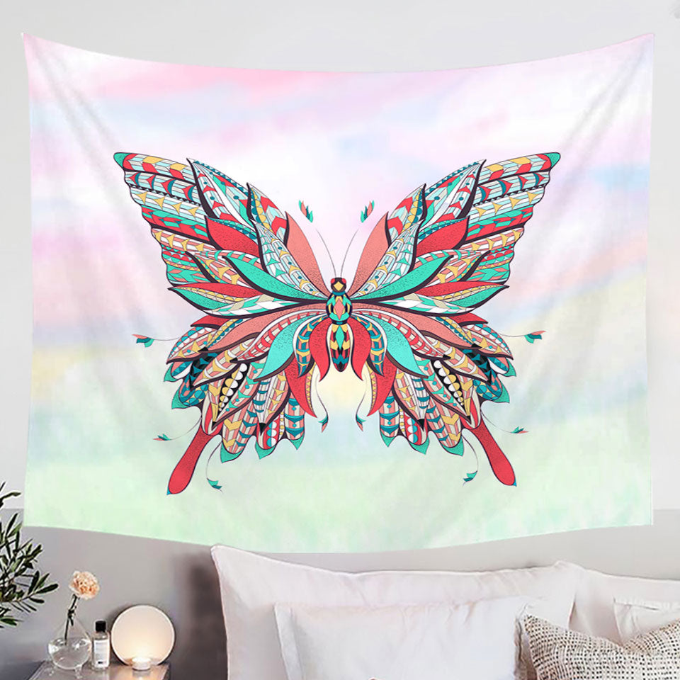 Native Multi Colored Butterfly Wall Decor Tapestry