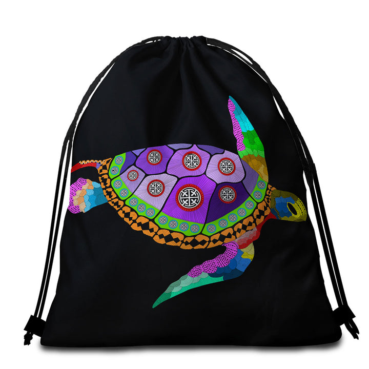 Native Purple Turtle Beach Towel Bags