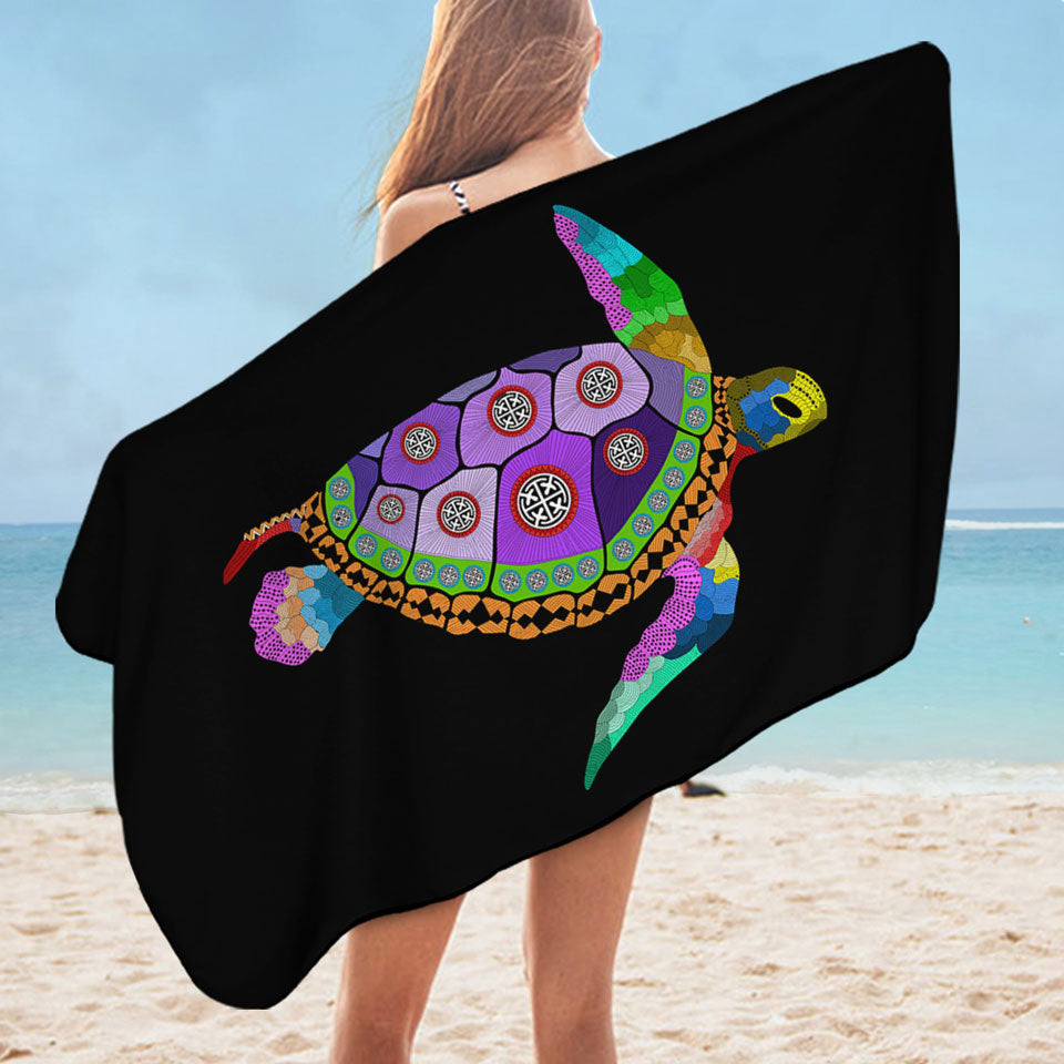 Native Purple Turtle Microfiber Beach Towel