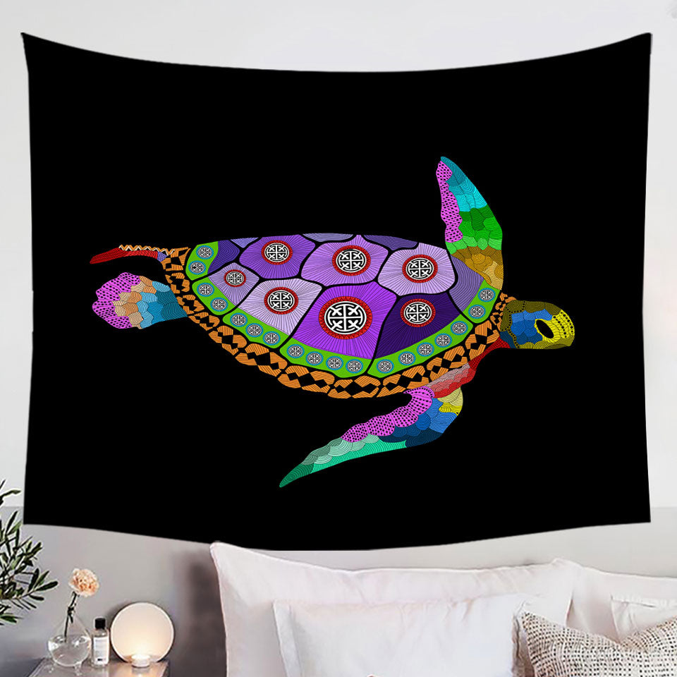 Native Purple Turtle Tapestry Wall Hanging