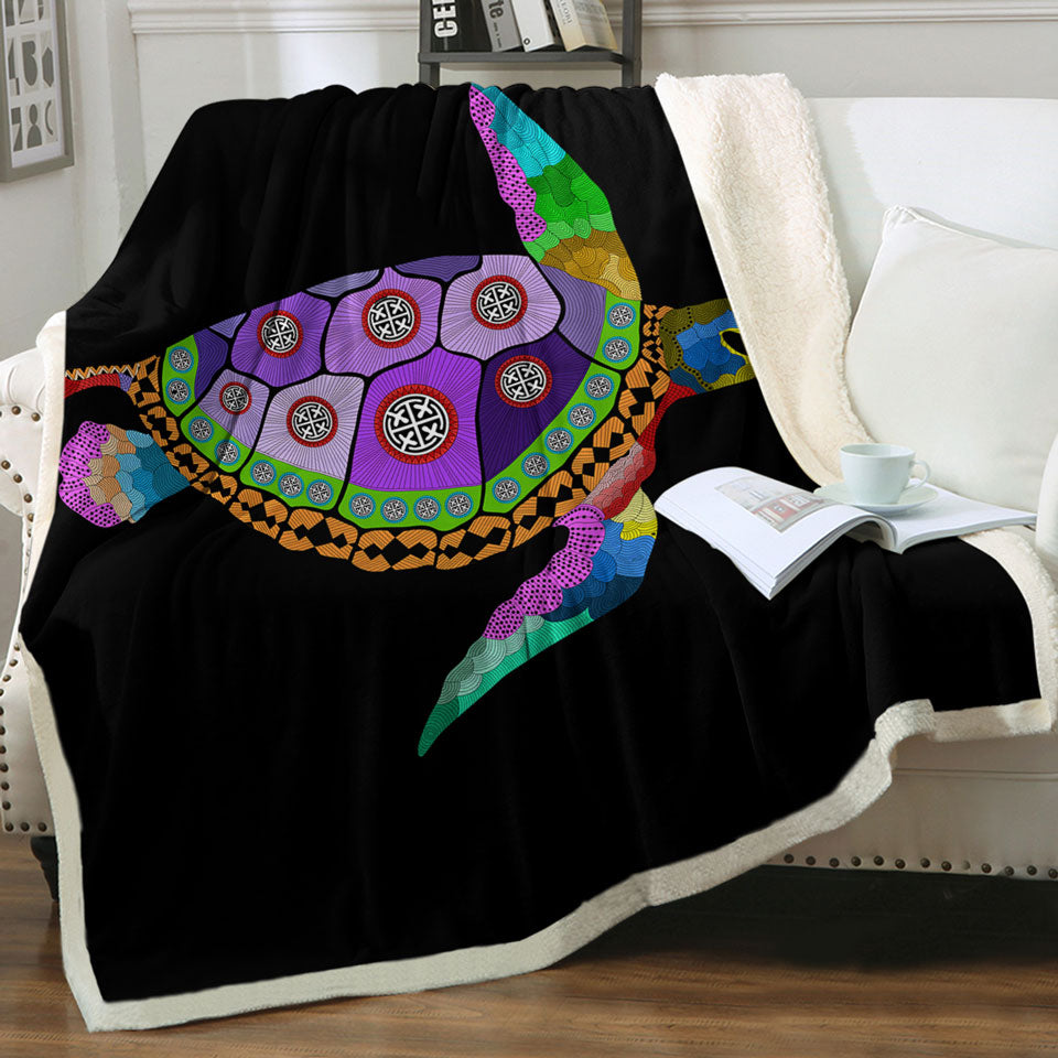 Native Purple Turtle Throw Blanket