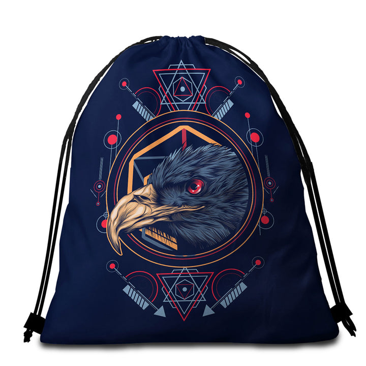 Native Spirit Black Eagle Beach Bags and Towels for Men
