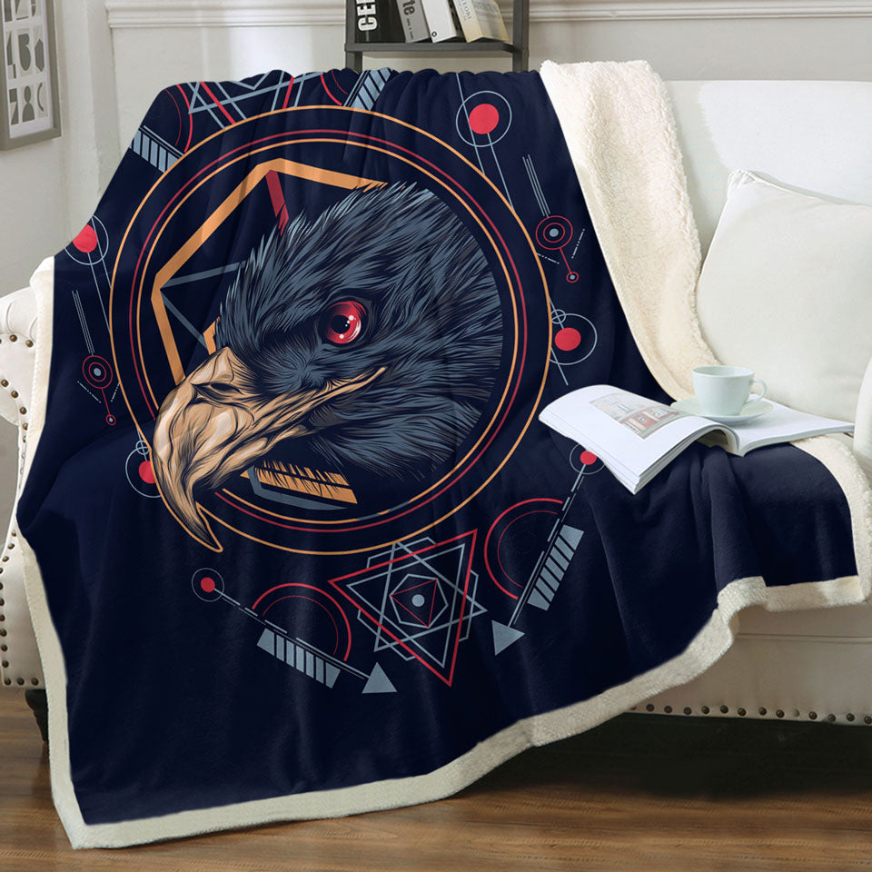 Native Spirit Black Eagle Sherpa Blanket for Guys