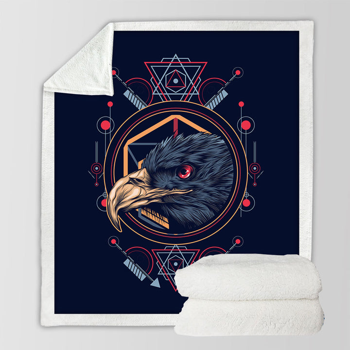 Native Spirit Black Eagle Throw Blanket for Men
