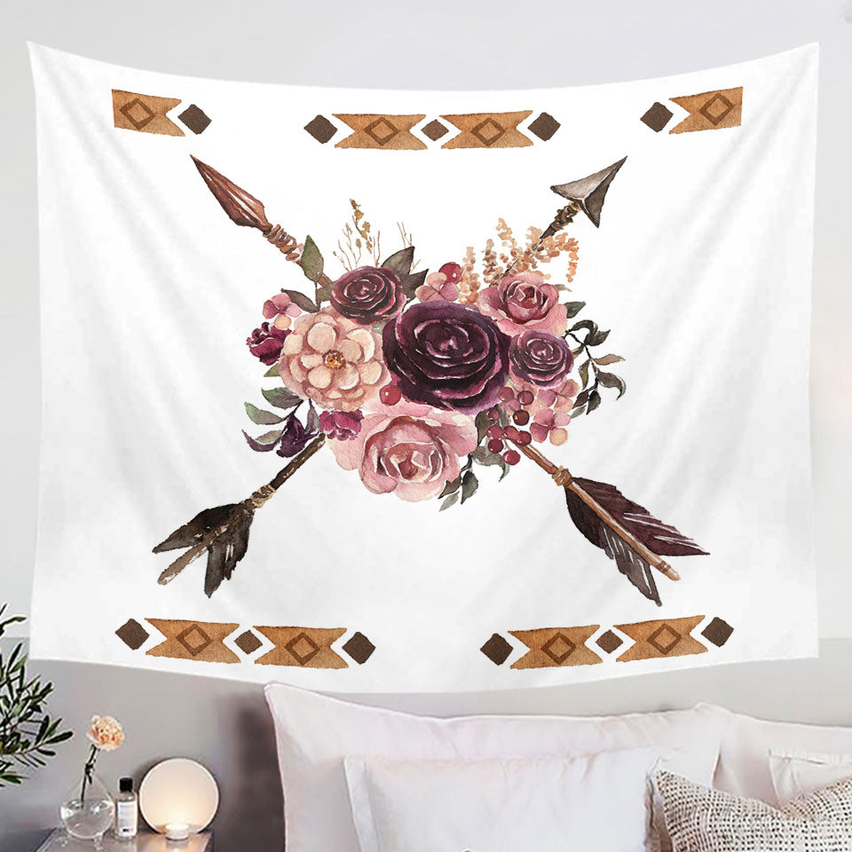 Native Wall Decor Purplish Flowers and Arrows