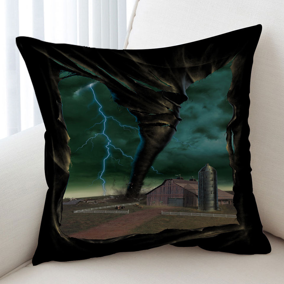 Natural Disaster Art Breaking Through Tornado Cushion Cover