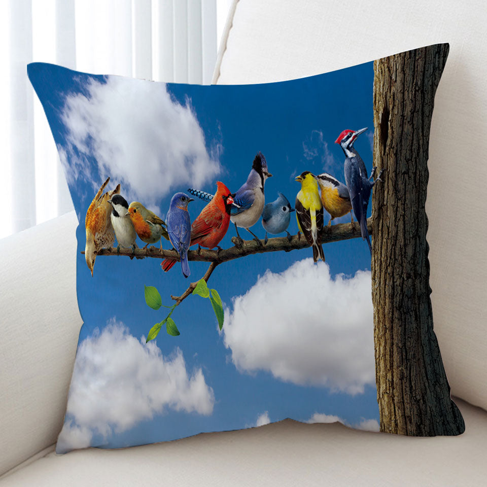 Nature Art Multi Colored Birds Cushion Cover