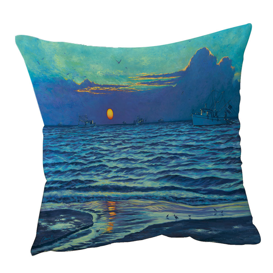 Nature Art Painting Sapelo Ocean Sunrise Throw Pillow