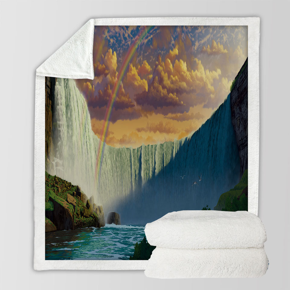 products/Nature-Landscape-Art-Rainbow-over-the-Niagara-Falls-Sherpa-Blanket