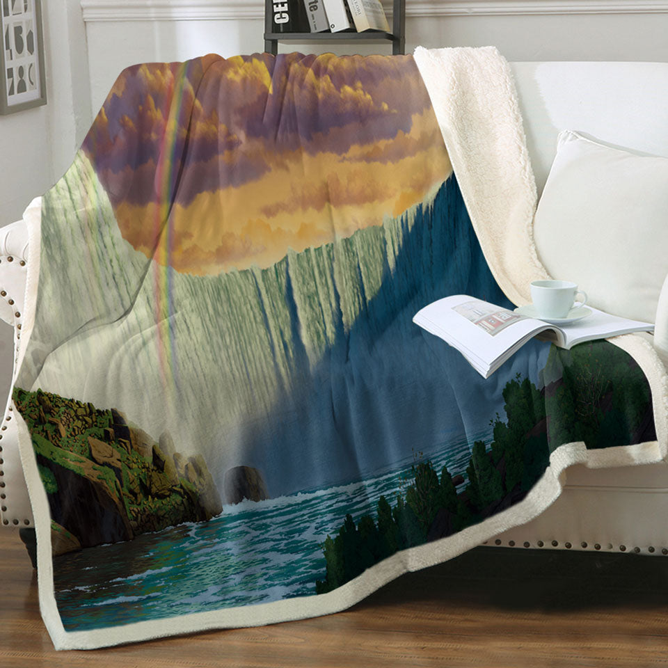 products/Nature-Landscape-Art-Rainbow-over-the-Niagara-Falls-Throw-Blanket