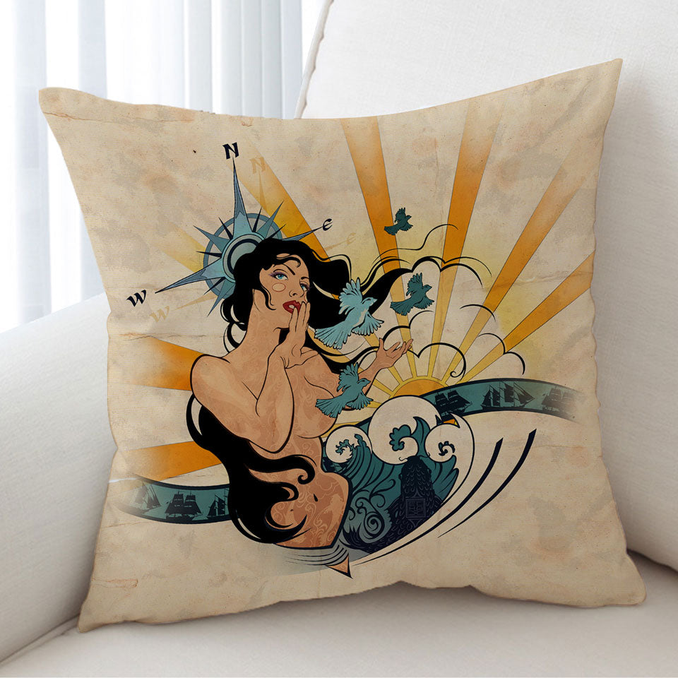 Nautical Cushion Covers Sexy Woman Spirit of Navigation