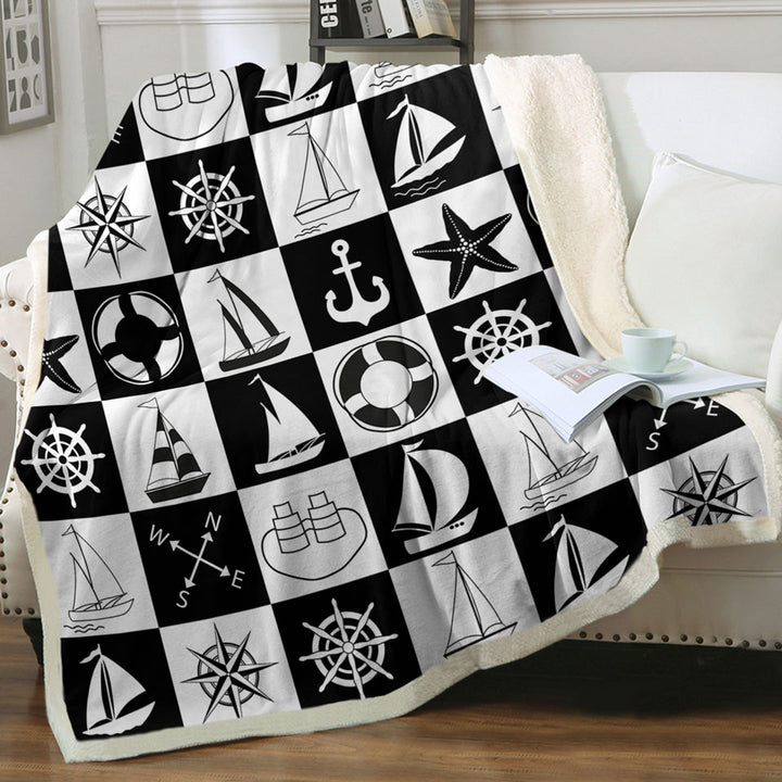 Nautical Themed Throws Black and White Checkered