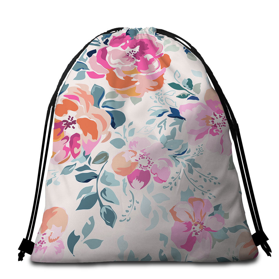 Nice Bags and Towels for the Beach Features Pastel Flowers
